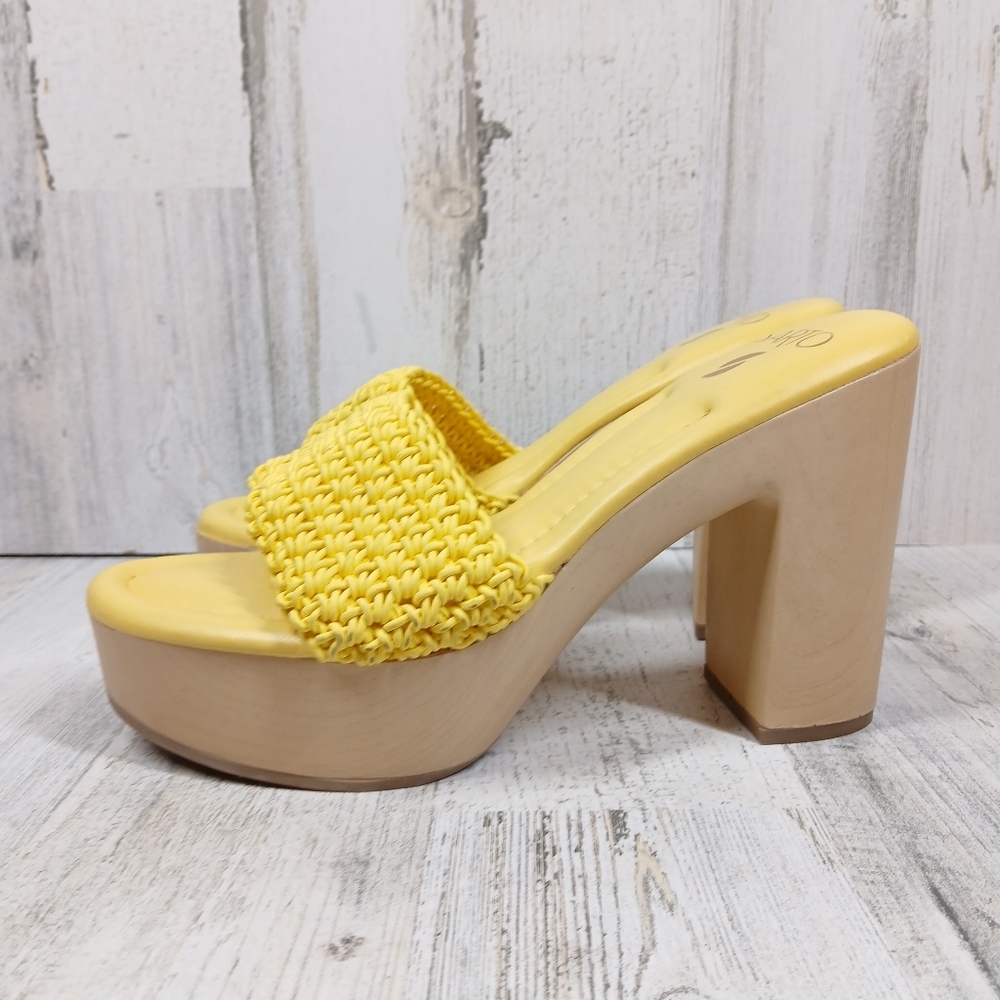 Franco Sarto Yellow Braided Platform Sandals
